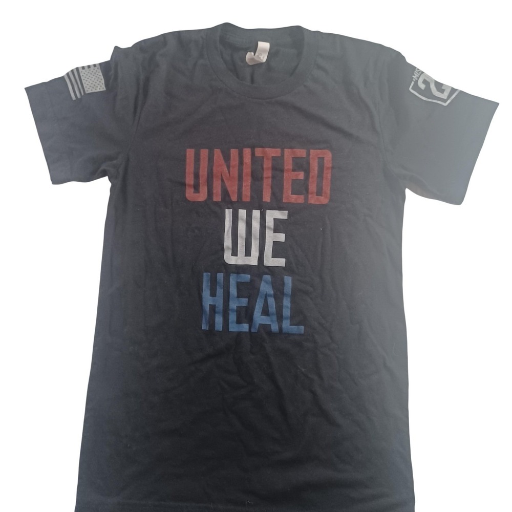Bella+Canvas Shirt Mens XS Black United We Heal USA Flag Graphic Tee Casual